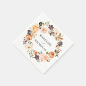 Serviette En Papier Aquarelle Rustique Automne Mariage (Coin)