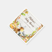 Serviette En Papier Aquarelle rustique Baby shower d'animaux de bois (Coin)