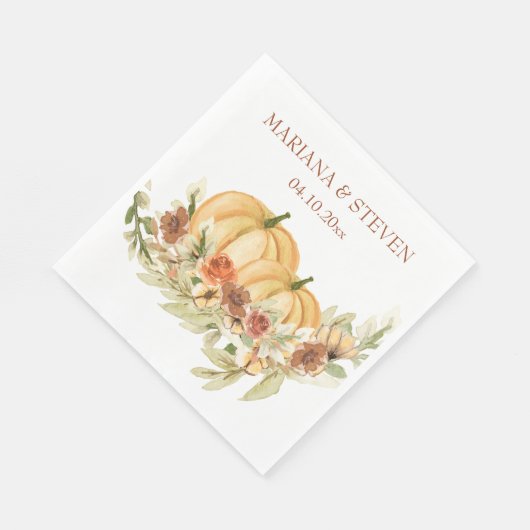 Serviette En Papier Aquarelle rustique chute dans l'amour Citrouille M (Coin)