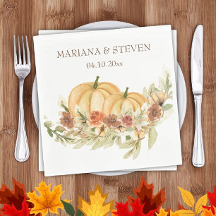 Serviette En Papier Aquarelle rustique chute en amour Citrouille Maria