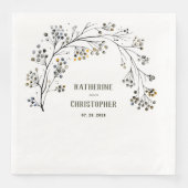 Serviette En Papier Aquarelle rustique Dusty Blue Tree Branch & Berrie (Devant)