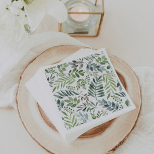 Serviette En Papier Aquarelle Rustique Feuilles botaniques