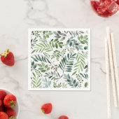 Serviette En Papier Aquarelle Rustique Feuilles botaniques (En situation)