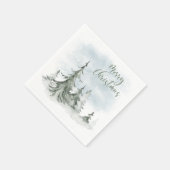 Serviette En Papier Aquarelle Rustique Fir Trees Forêt hiver (Coin)