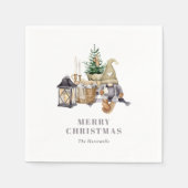 Serviette En Papier Aquarelle Rustique Gnome Holiday (Devant)