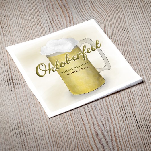 Serviette En Papier Aquarelle Rustique Gold Oktoberfest Bière simple