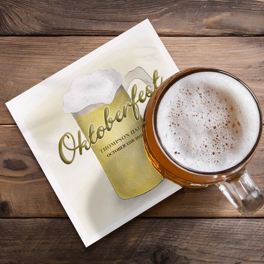 Serviette En Papier Aquarelle Rustique Gold Oktoberfest Bière simple