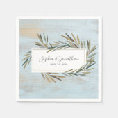 Serviette En Papier Aquarelle rustique Herbe botanique Mariage en bois (Devant)
