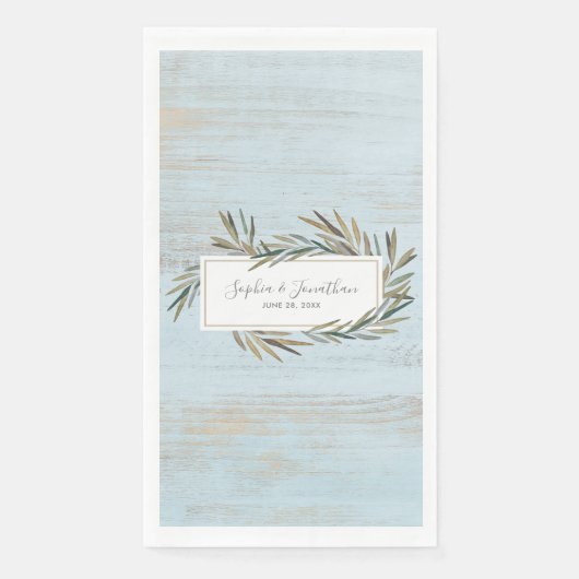 Serviette En Papier Aquarelle rustique Herbe botanique Mariage en bois (Devant)