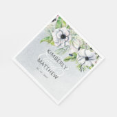 Serviette En Papier Aquarelle rustique Ice Bleu Floral Blanc Mariage (Coin)