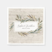 Serviette En Papier Aquarelle rustique Mariage de bois de plantes (Devant)