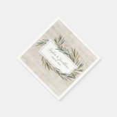 Serviette En Papier Aquarelle rustique Mariage de bois de plantes (Coin)