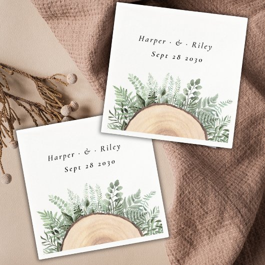 Serviette En Papier Aquarelle rustique Mariage en bois