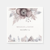 Serviette En Papier Aquarelle rustique Mauve Floral Mariage (Devant)