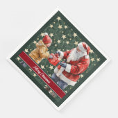 Serviette En Papier Aquarelle rustique Santa Claus Dîner serviettes (Coin)