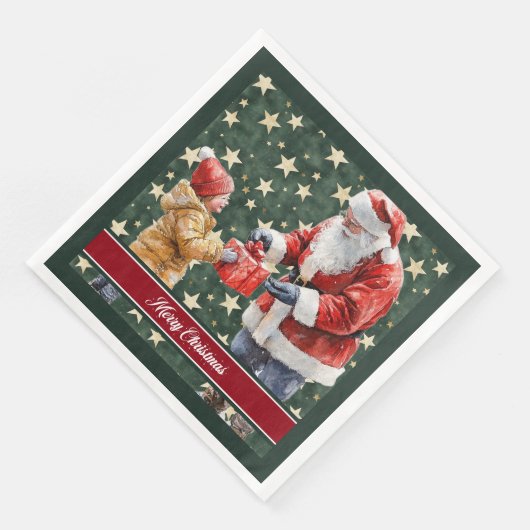 Serviette En Papier Aquarelle rustique Santa Claus Dîner serviettes (Coin)