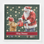 Serviette En Papier Aquarelle rustique Santa Claus Dîner serviettes (Devant)