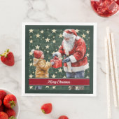 Serviette En Papier Aquarelle rustique Santa Claus Dîner serviettes (En situation)