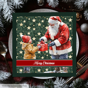 Serviette En Papier Aquarelle rustique Santa Claus Dîner serviettes