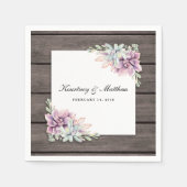 Serviette En Papier Aquarelle rustique Succulent Floral (Devant)