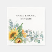 Serviette En Papier Aquarelle rustique Tournesol Eucalyptus Vert (Devant)