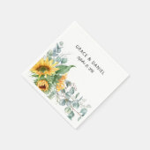 Serviette En Papier Aquarelle rustique Tournesol Eucalyptus Vert (Coin)