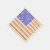 Serviette En Papier Aquarelle rustique USA drapeau américain (Coin)