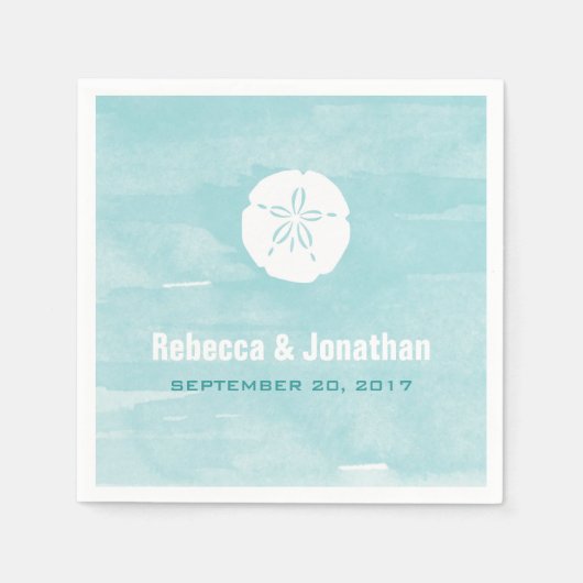 Serviette En Papier Aquarelle Sable Dollar Réception (Devant)