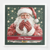 Serviette En Papier Aquarelle Santa Claus Festive Vacances Napkins (Devant)