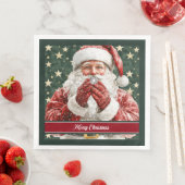 Serviette En Papier Aquarelle Santa Claus Festive Vacances Napkins (En situation)