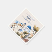 Serviette En Papier Aquarelle Santorin Destination de Mariage (Coin)