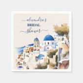 Serviette En Papier Aquarelle Santorin Destination Mariage (Devant)