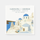 Serviette En Papier Aquarelle Santorin Grèce île (Devant)