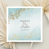 Serviette En Papier Aquarelle sarcelle et or