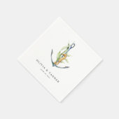 Serviette En Papier Aquarelle Seahorse et Ancre Mariage nautique (Coin)