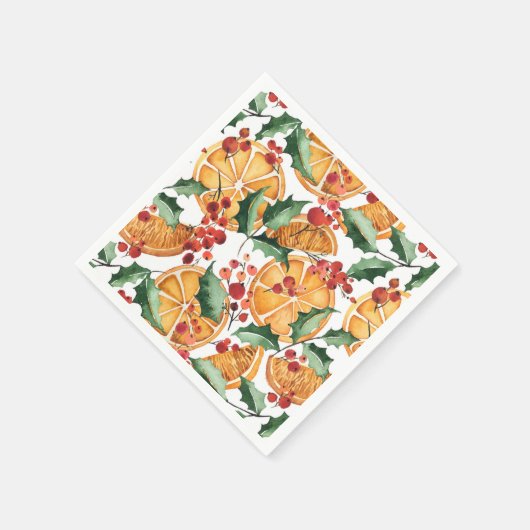 Serviette En Papier Aquarelle séchée Orange Slices Motif Noël (Coin)