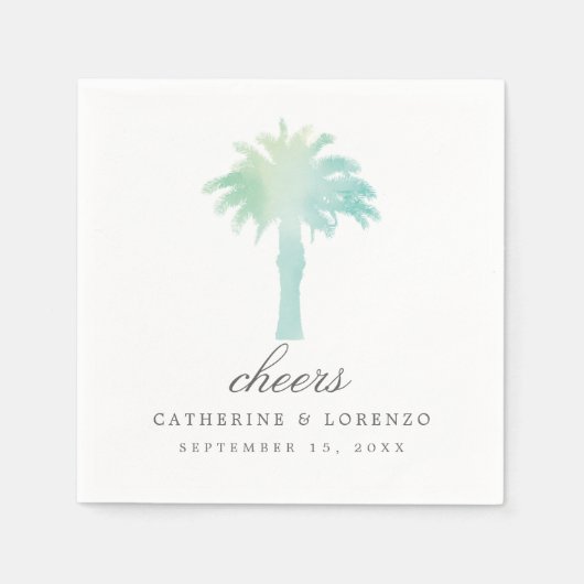 Serviette En Papier Aquarelle Serene Palm Tree | MARIAGE (Devant)
