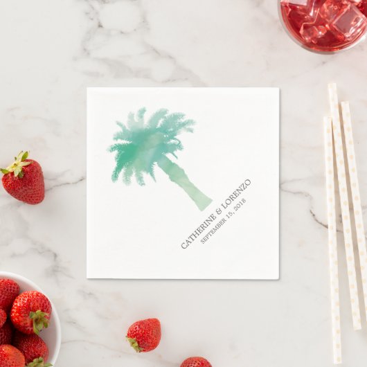 Serviette En Papier Aquarelle Serene Palm Tree | MARIAGE (En situation)