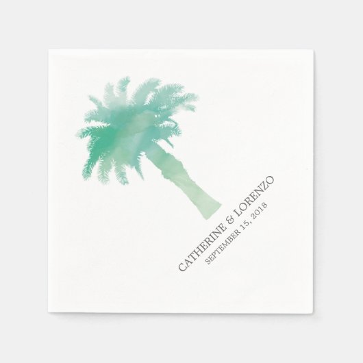 Serviette En Papier Aquarelle Serene Palm Tree | MARIAGE (Devant)