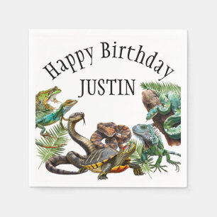 Serviette En Papier Aquarelle Serpent Reptile d'anniversaire