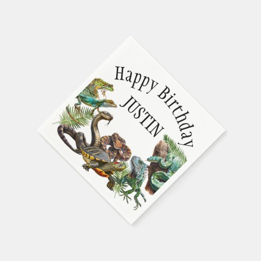 Serviette En Papier Aquarelle Serpent Reptile d'anniversaire (Coin)