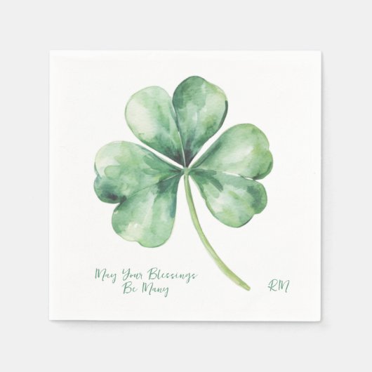 Serviette En Papier Aquarelle Shamrock mai vos bénédictions être nombr (Devant)