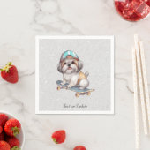 Serviette En Papier Aquarelle Shih Tzu Napkins (En situation)