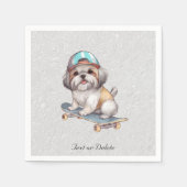 Serviette En Papier Aquarelle Shih Tzu Napkins (Devant)