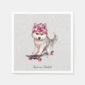 Serviette En Papier Aquarelle Siberian Husky Napkins (Devant)