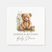 Serviette En Papier Aquarelle simple Baby shower d'ours en peluche (Devant)