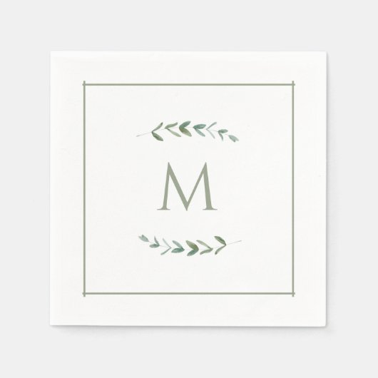 Serviette En Papier Aquarelle simple Eucalyptus Sage Vert (Devant)