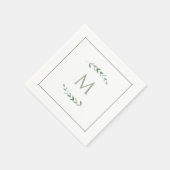 Serviette En Papier Aquarelle simple Eucalyptus Sage Vert (Coin)