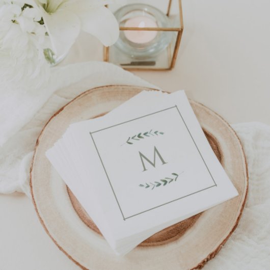 Serviette En Papier Aquarelle simple Eucalyptus Sage Vert
