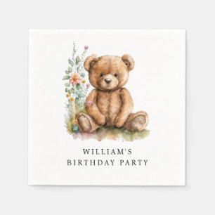 Serviette En Papier Aquarelle simple Ours en peluche Anniversaire